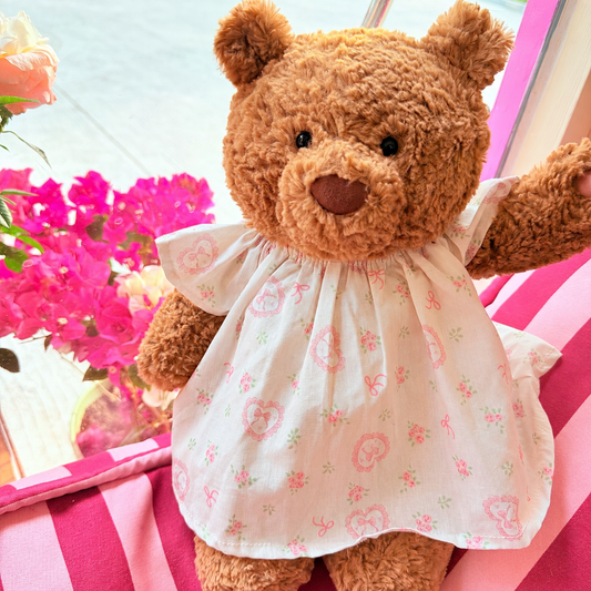 Cream Puff Heart Dress for Bartholomew Bear Plush – 14-Inch Outfit