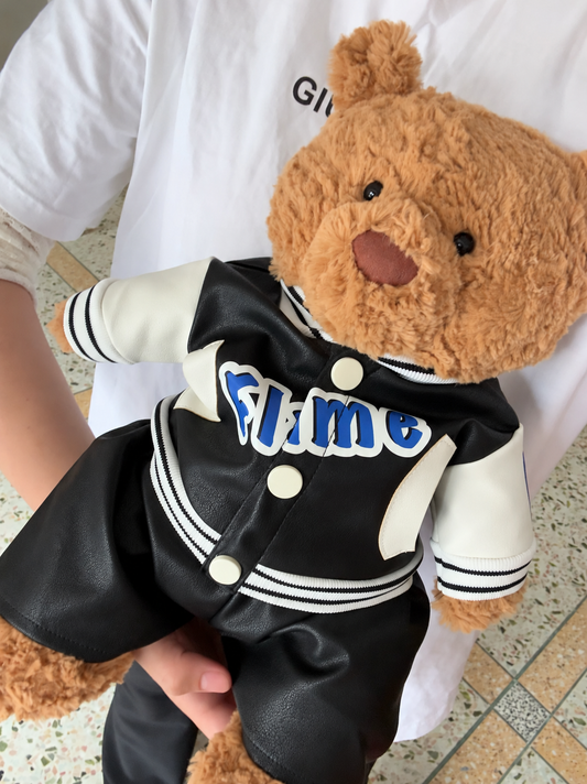 Cool Leather Jacket for Bartholomew Bear Plush – 14-Inch Outfit