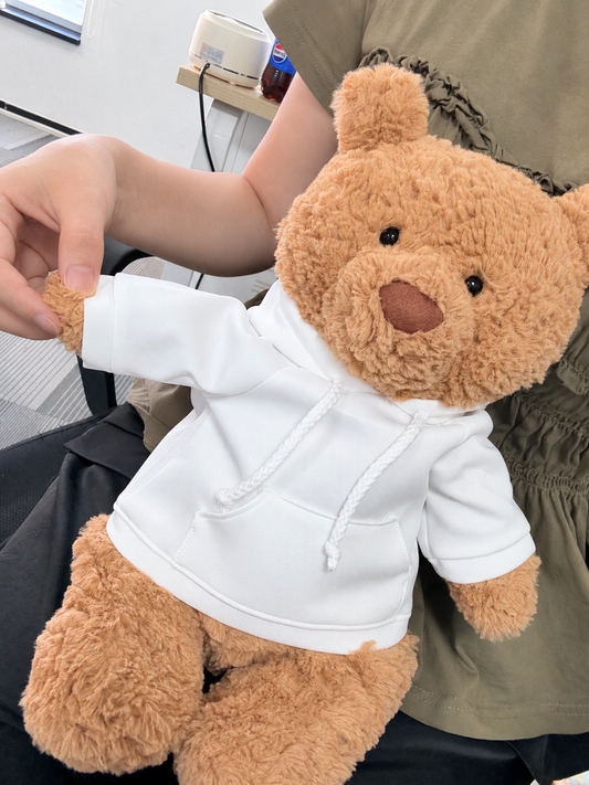 White Hoodie for Bartholomew Bear Plush – 14-Inch Outfit
