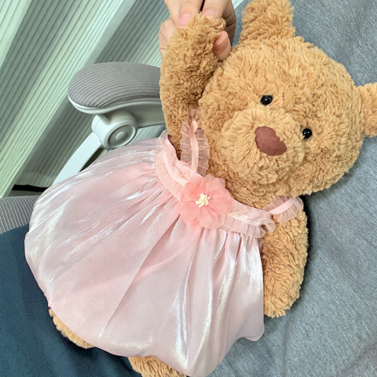 Pink Organza Puffy Dress for Bartholomew Bear Plush – 14-Inch Outfit