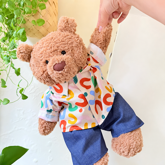 Alphabet Floral Shirt 2-Piece Set for Bartholomew Bear Plush – 14-Inch Outfit