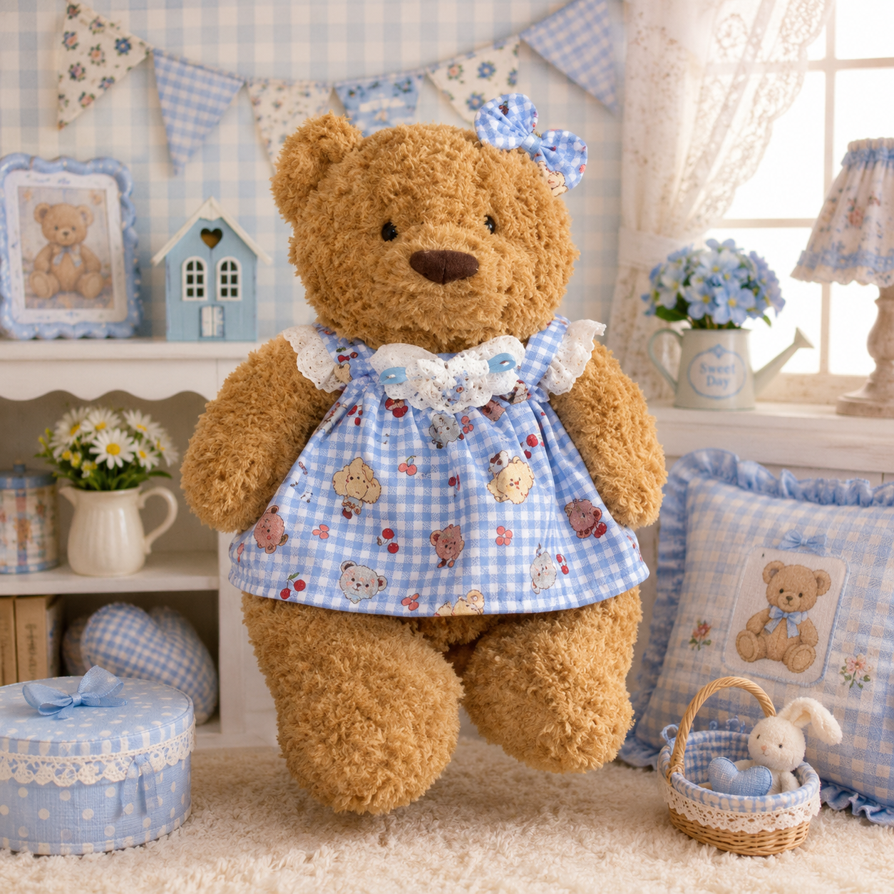 Bartholomew bear clothes outfits - Blue Teddy Picnic Dress Set