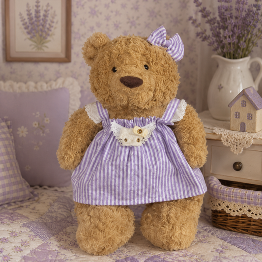 Bartholomew bear clothes outfits - Lavender Stripe Cottage Dress Set