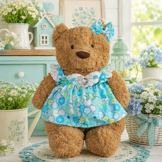 Bartholomew bear clothes outfits - Aqua Blossom Garden Dress Set