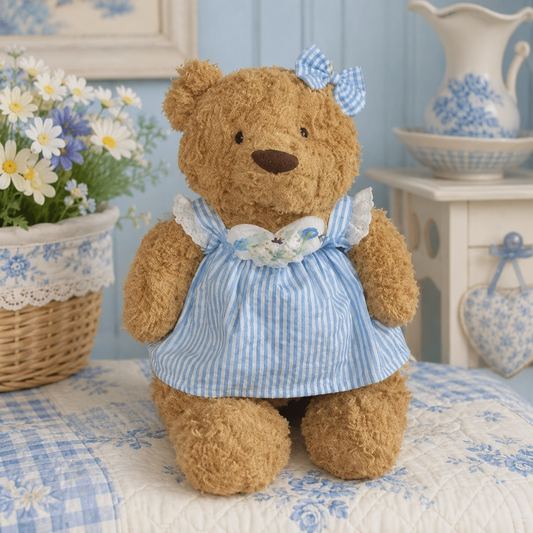 Bartholomew bear clothes outfits - Sky Blue Stripe Cottage Dress Set