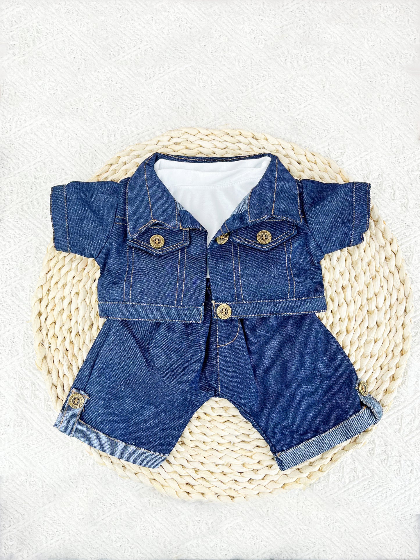 Large Bartholomew Bear clothes outfits - Denim Jacket 3-Piece Set