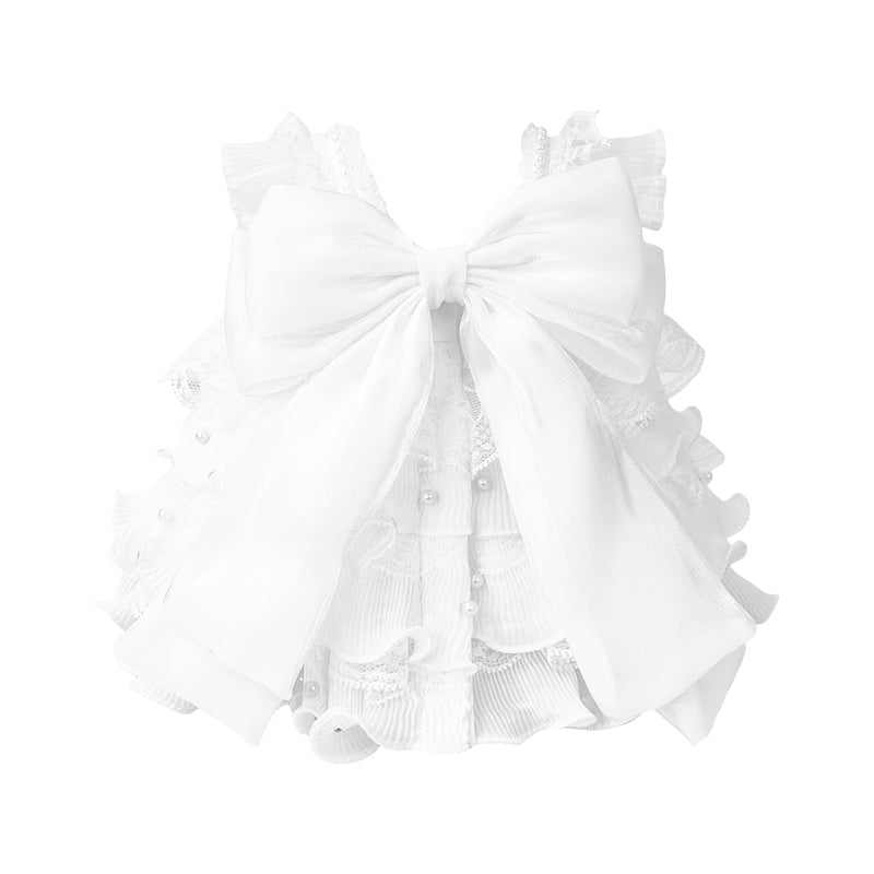 Large Bartholomew Bear clothes outfits - White Floral Formal Dress