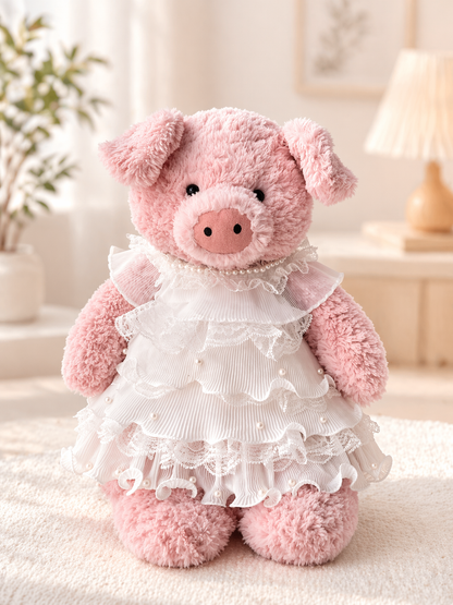 Large Bartholomew Bear clothes outfits - White Floral Formal Dress