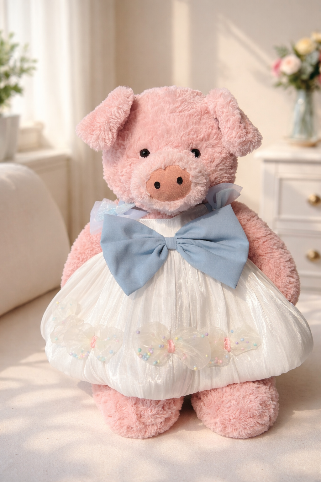 Large Bartholomew Bear clothes outfits - Blue Dreamy Satin Dress