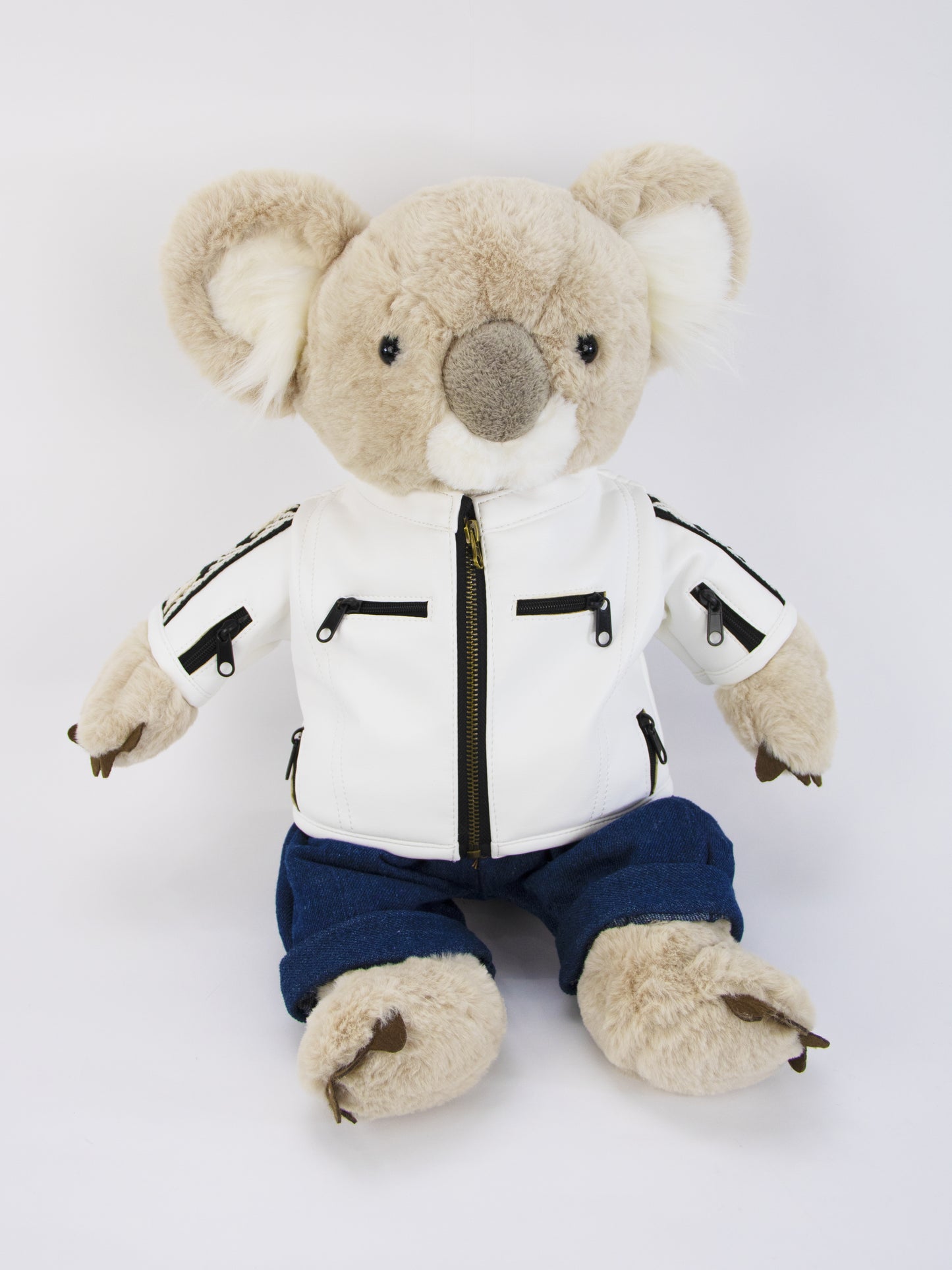 Large Bartholomew Bear clothes outfits - White Biker Outfit Set