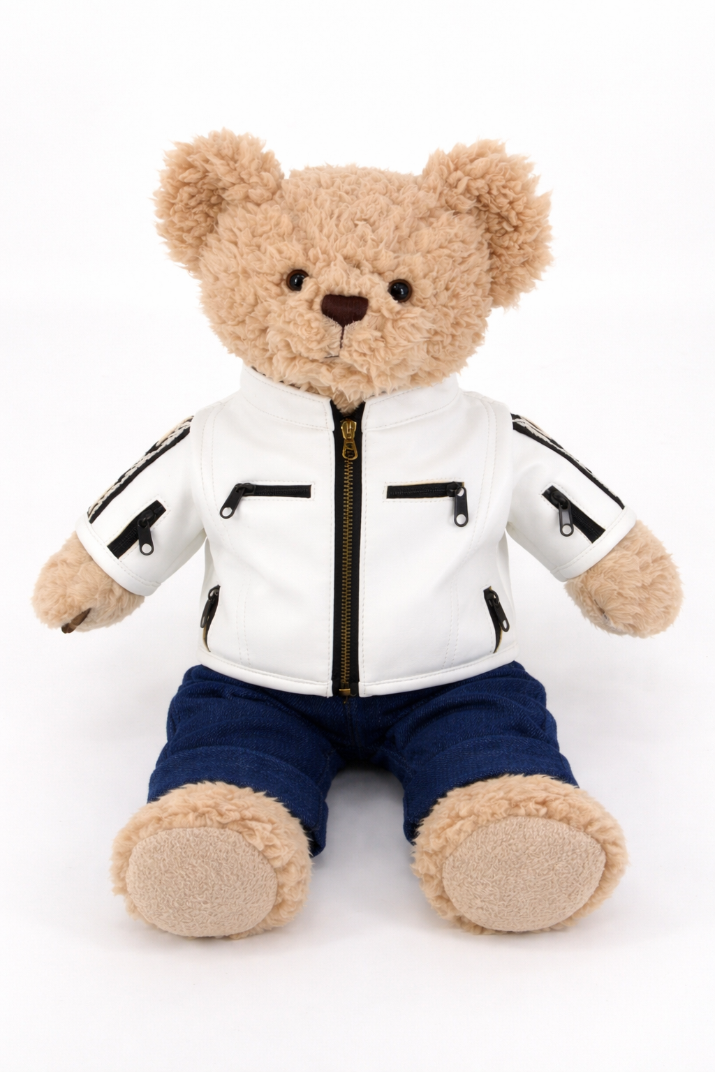 Large Bartholomew Bear clothes outfits - White Biker Outfit Set