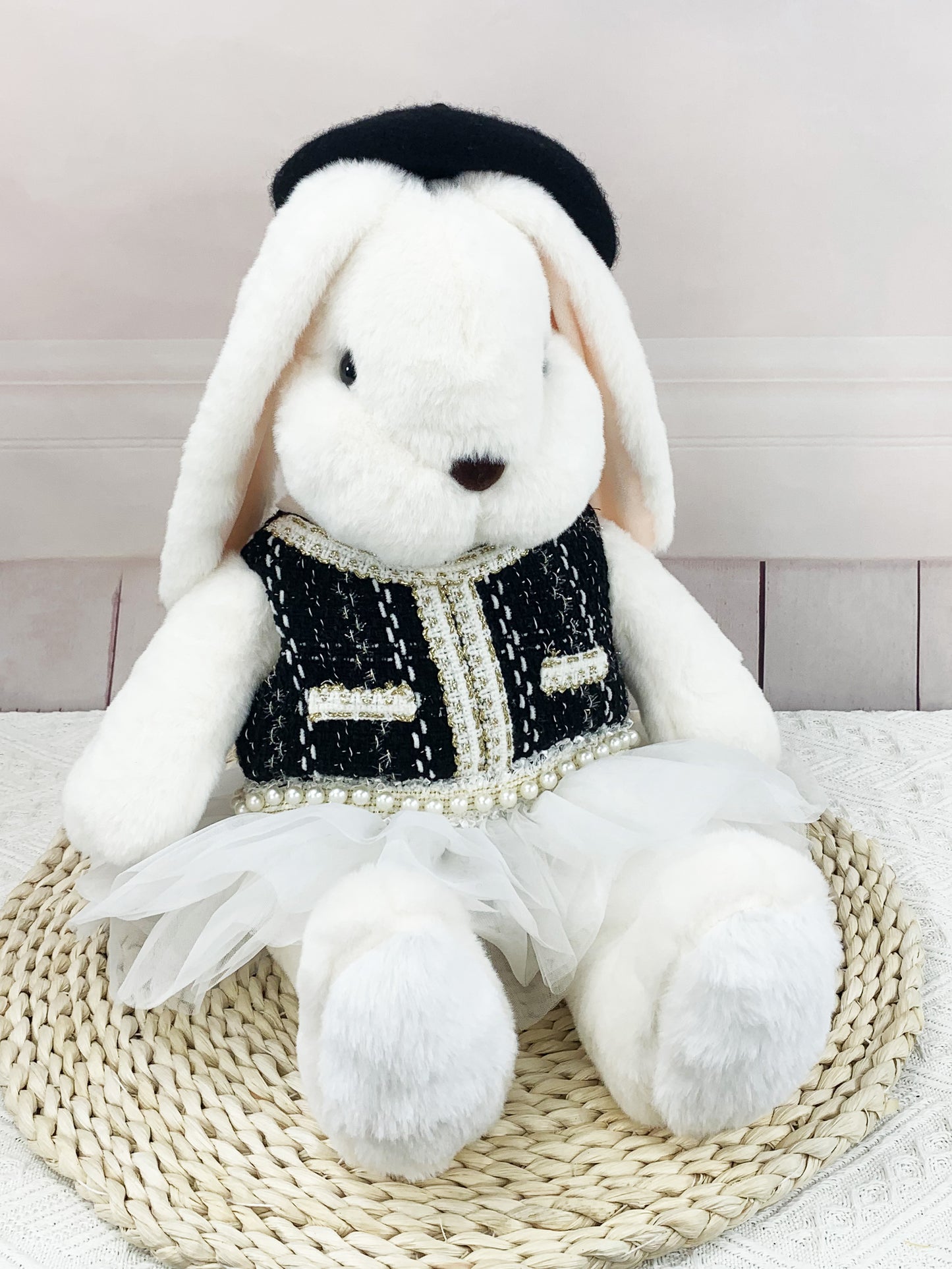 Large Bartholomew Bear clothes outfits - White Tweed Veil Dress