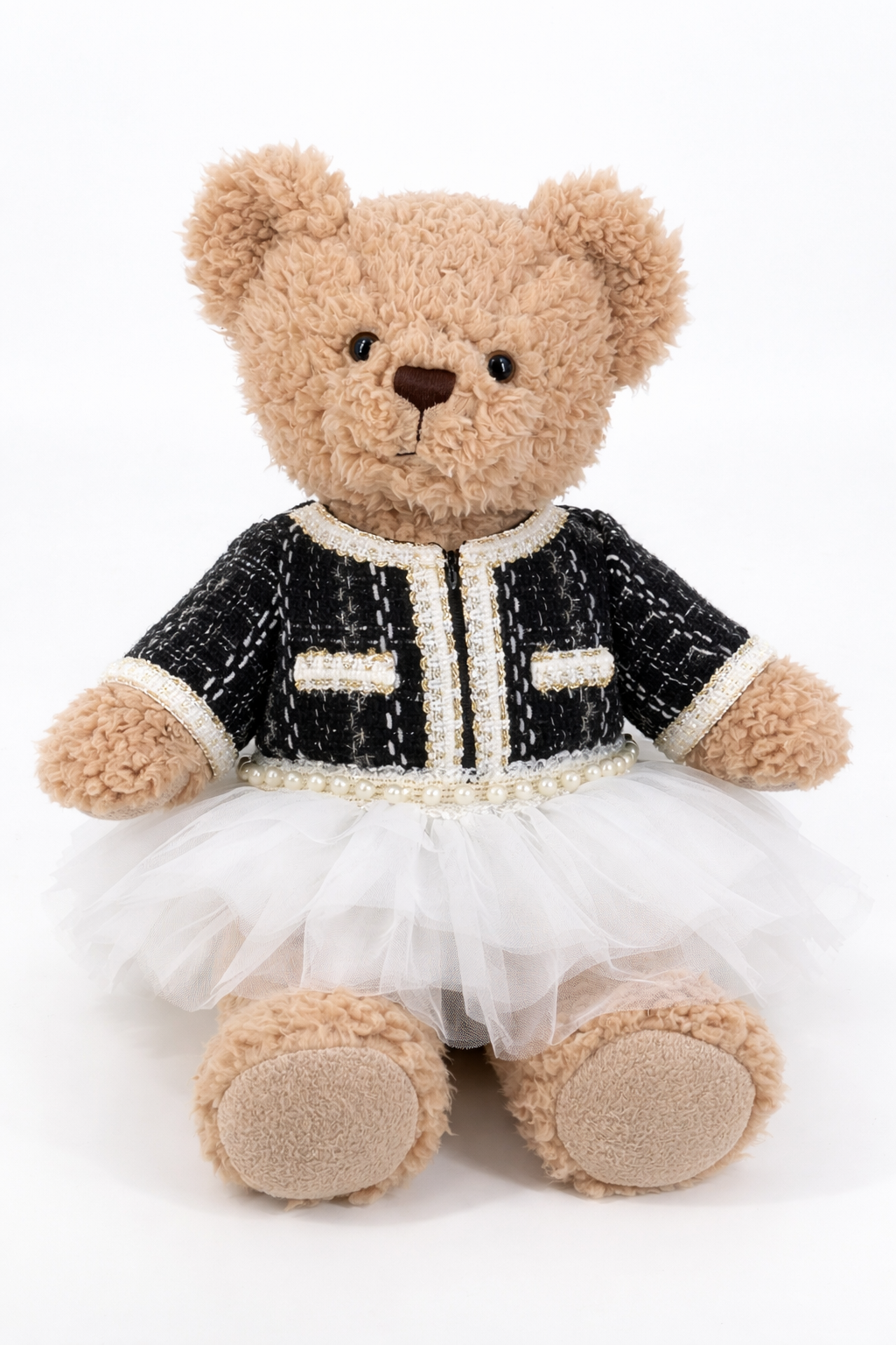 Large Bartholomew Bear clothes outfits - White Tweed Veil Dress