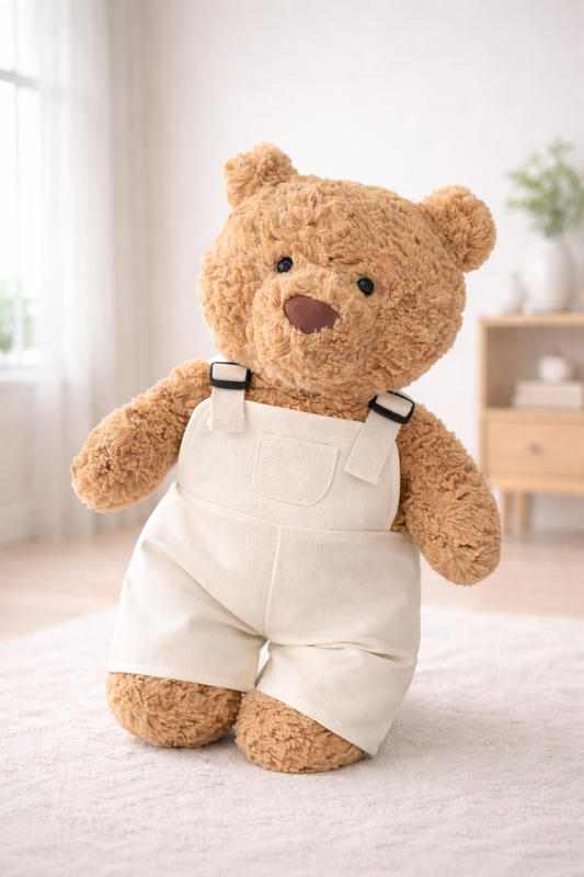 Large Bartholomew Bear clothes outfits - White Overalls