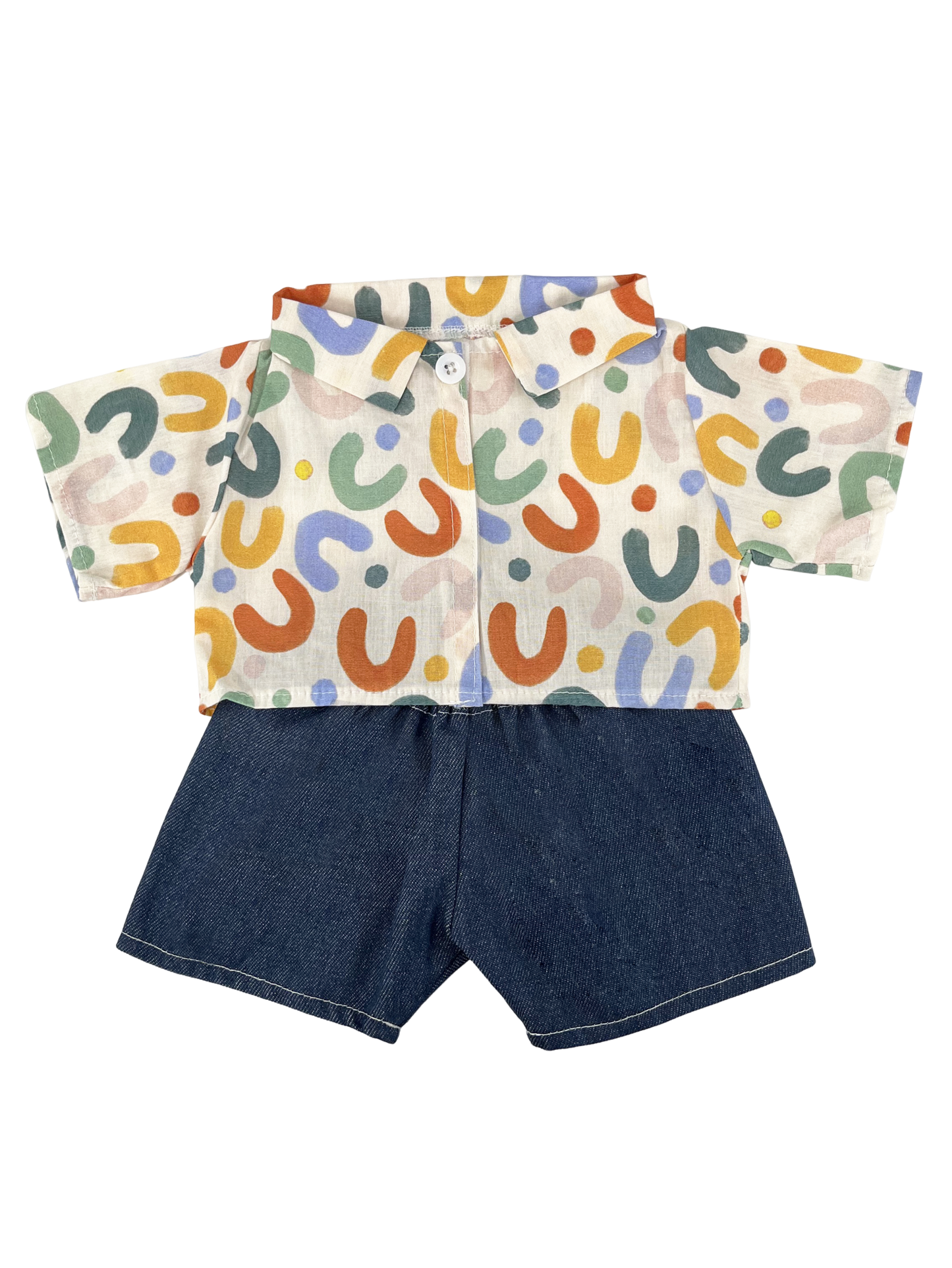 Large Bartholomew Bear clothes outfits - Alphabet Floral Shirt 2-Piece Set