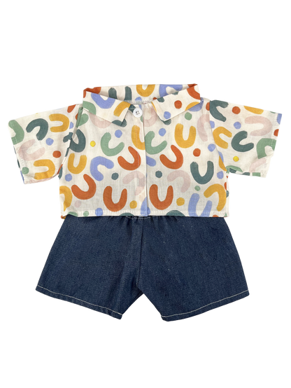 Large Bartholomew Bear clothes outfits - Alphabet Floral Shirt 2-Piece Set