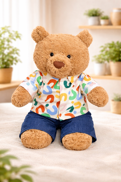 Large Bartholomew Bear clothes outfits - Alphabet Floral Shirt 2-Piece Set