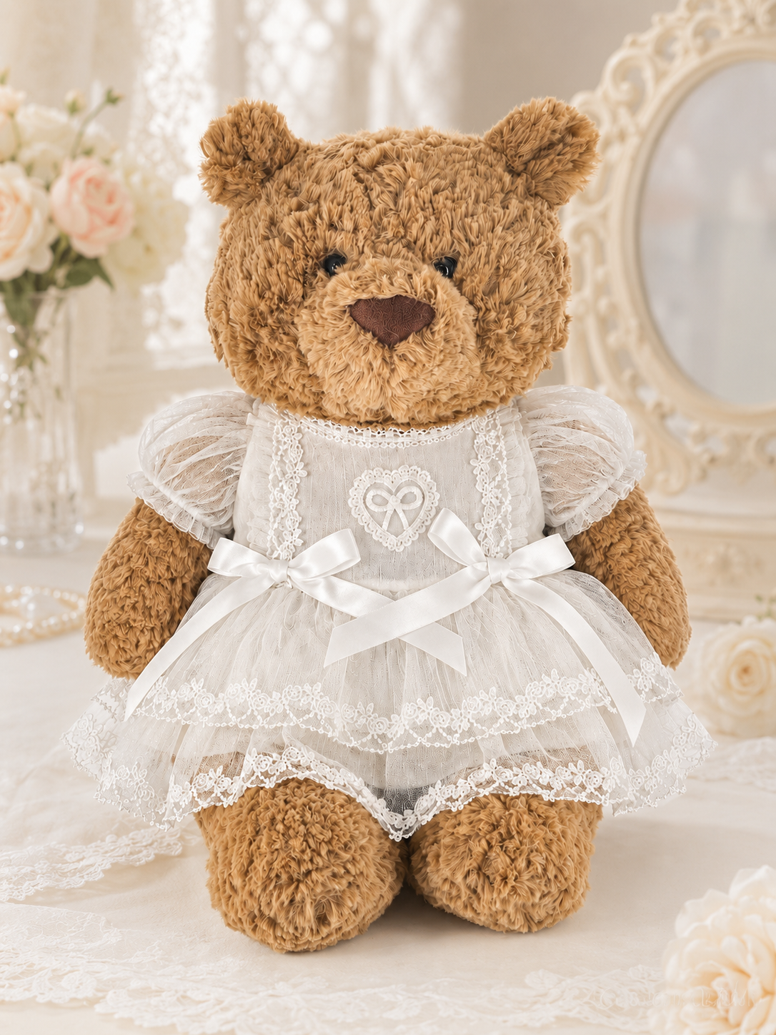 Large Bartholomew Bear clothes outfits - Puffy White Tulle Princess Dress