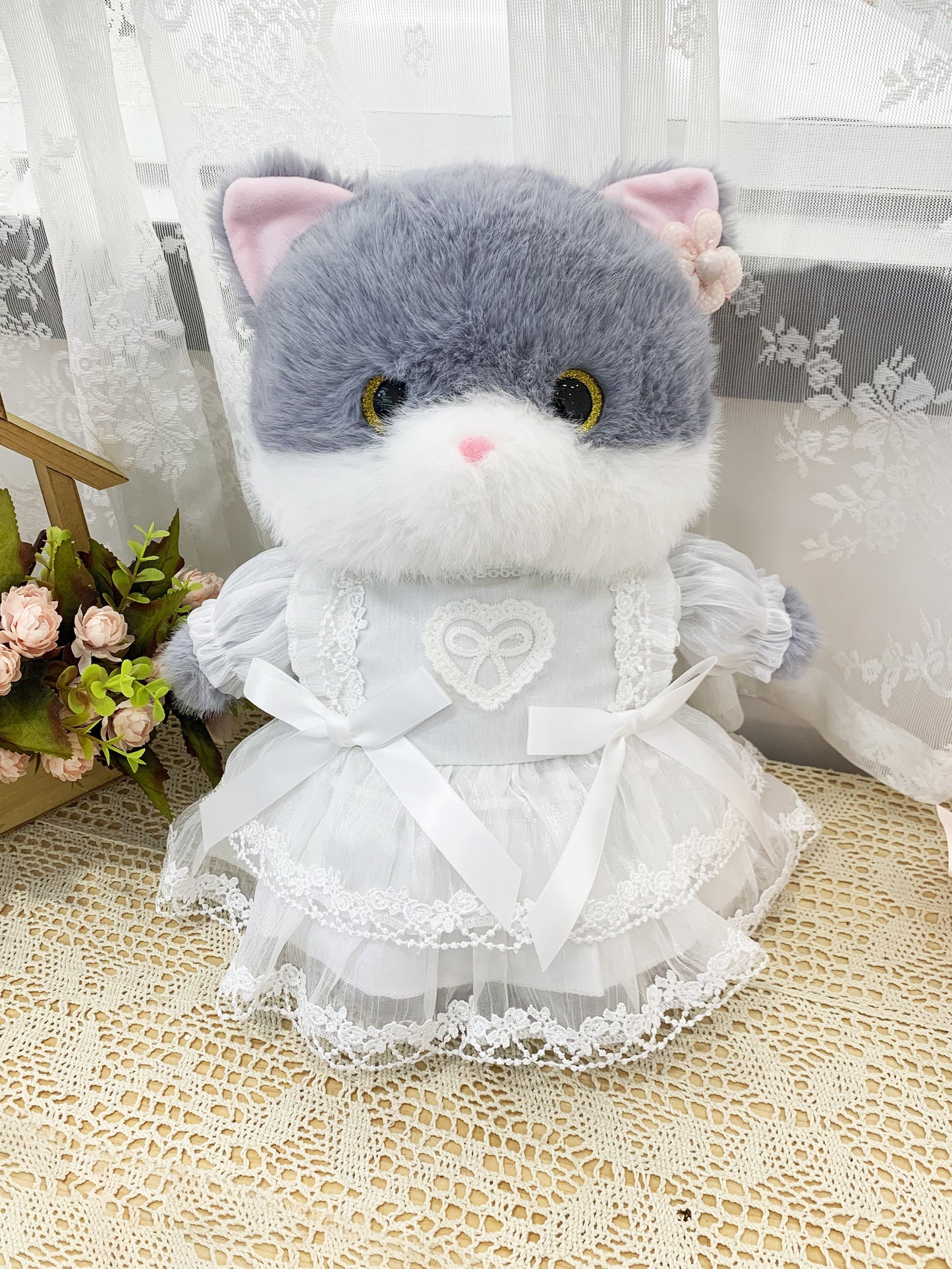 Large Bartholomew Bear clothes outfits - Puffy White Tulle Princess Dress