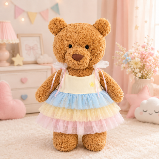 Rainbow Layered Cake Dress for Bartholomew Bear Plush – 14-Inch Outfit