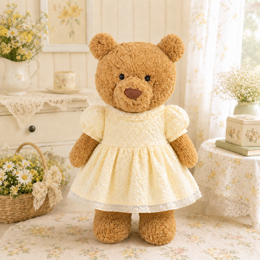 Medium/Large Bartholomew Bear & 12"/16" Plush Clothes Outfit - Cream Puff Dress