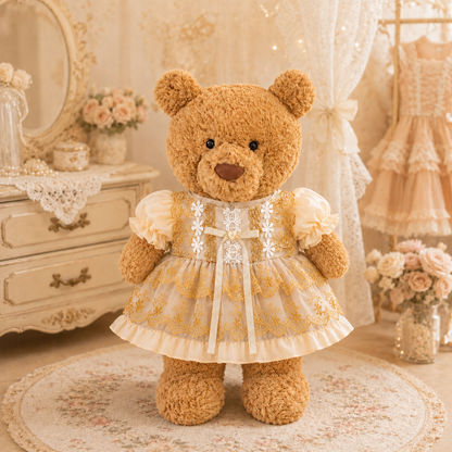 Large Bartholomew Bear & 16" Plush Clothes Outfit - Golden Era Dress