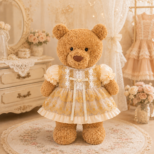 Large Bartholomew Bear & 16" Plush Clothes Outfit - Golden Era Dress