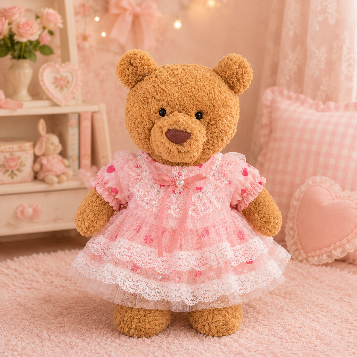 Large Bartholomew Bear & 16" Plush Clothes Outfit - Spring Mist Tulle Dress