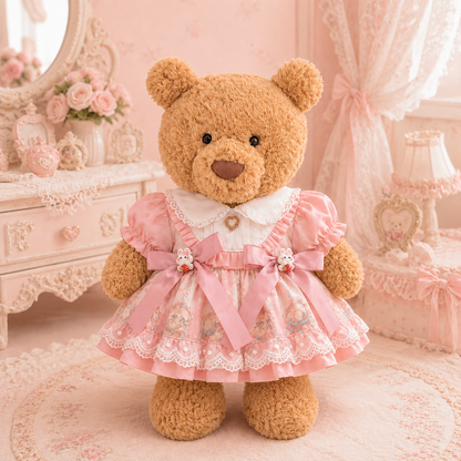 Large Bartholomew Bear & 16" Plush Clothes Outfit - Sakura Pink Lolita Dress