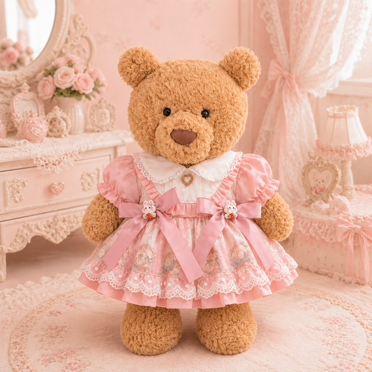 Medium/Large Bartholomew Bear & 12"/16" Plush Clothes Outfit - Sakura Pink Lolita Dress