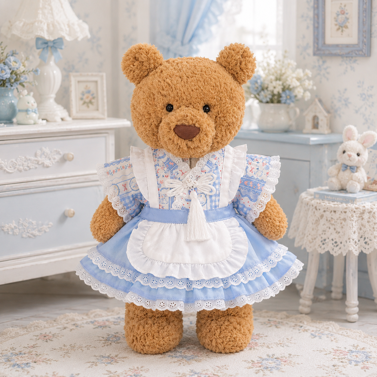 Large Bartholomew Bear & 16" Plush Clothes Outfit - Blue Love Dress