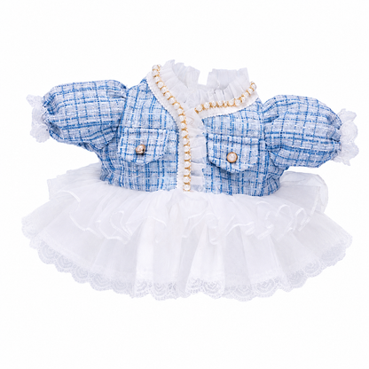 Large Bartholomew Bear & 16" Plush Clothes Outfit - Pearl Tweed Dress