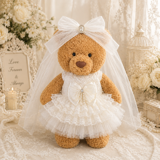 Medium/Large Bartholomew Bear & 12"/16" Plush Clothes Outfit - Moonlight Bridal Dress
