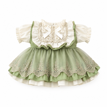 Medium/Large Bartholomew Bear & 12"/16" Plush Clothes Outfit - Green Vine Tulle Dress