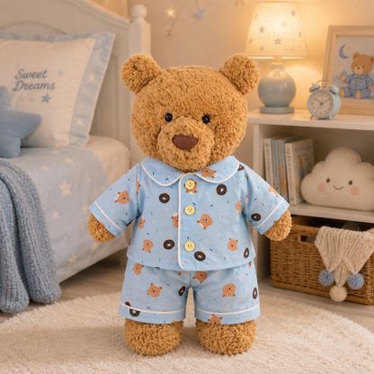 Large Bartholomew Bear & 16" Plush Clothes Outfit - Donut Pajama Set