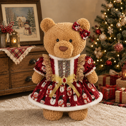 Large Bartholomew Bear & 16" Plush Clothes Outfit - Red Rose Snowman Outfit