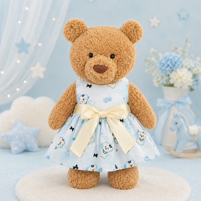 Large Bartholomew Bear & 16" Plush Clothes Outfit - Yogurt Ribbon Blue Dress