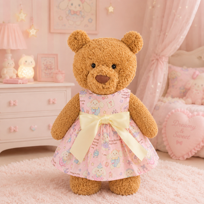 Large Bartholomew Bear & 16" Plush Clothes Outfit - Yogurt Ribbon Pink Dress