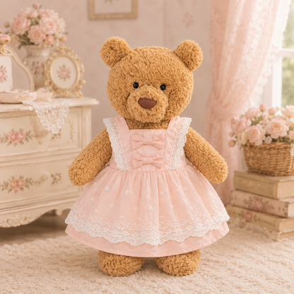Large Bartholomew Bear & 16" Plush Clothes Outfit - Pink Tone Party Dress