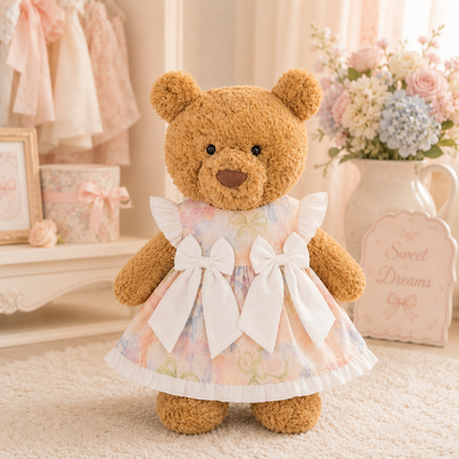 Large Bartholomew Bear & 16" Plush Clothes Outfit - Double Butterfly Floral Dress