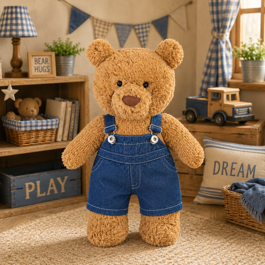 Medium Bartholomew bear & 12" Plush clothes outfits - Denim Overalls