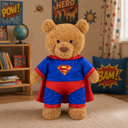 Large Bartholomew Bear & 16" Plush Clothes Outfit - Superhero Outfit
