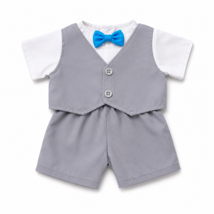 Large Bartholomew Bear & 16" Plush Clothes Outfit - Blue Gray British Formal Outfit Set