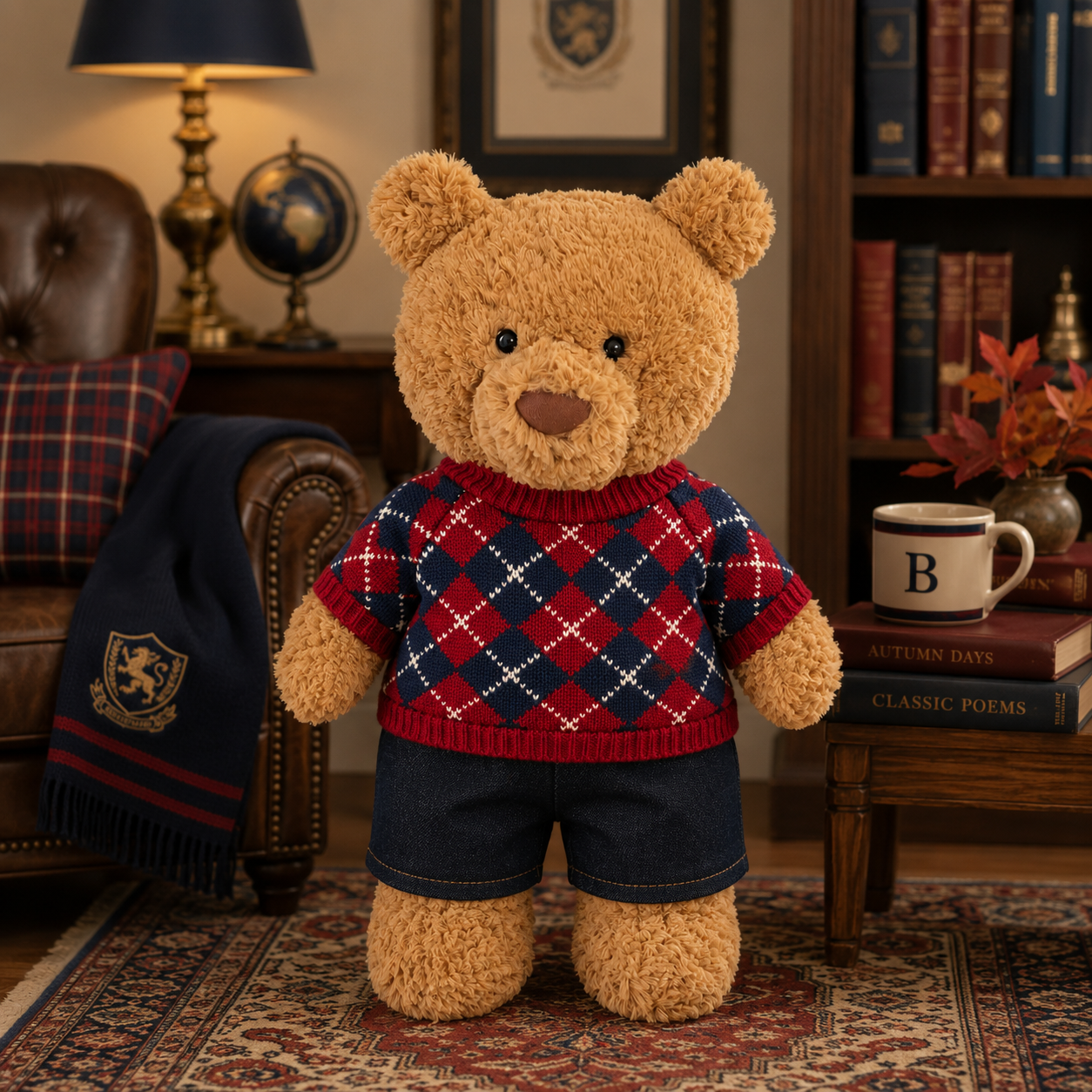 Large Bartholomew Bear & 16" Plush Clothes Outfit - British Sweater Outfit Set