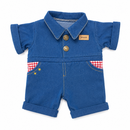 Large Bartholomew Bear & 16" Plush Clothes Outfit - Denim Jumpsuit