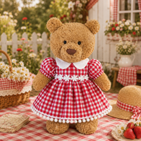 Red Plaid Doll Collar Dress for Bartholomew Bear Plush – 10-Inch Outfit