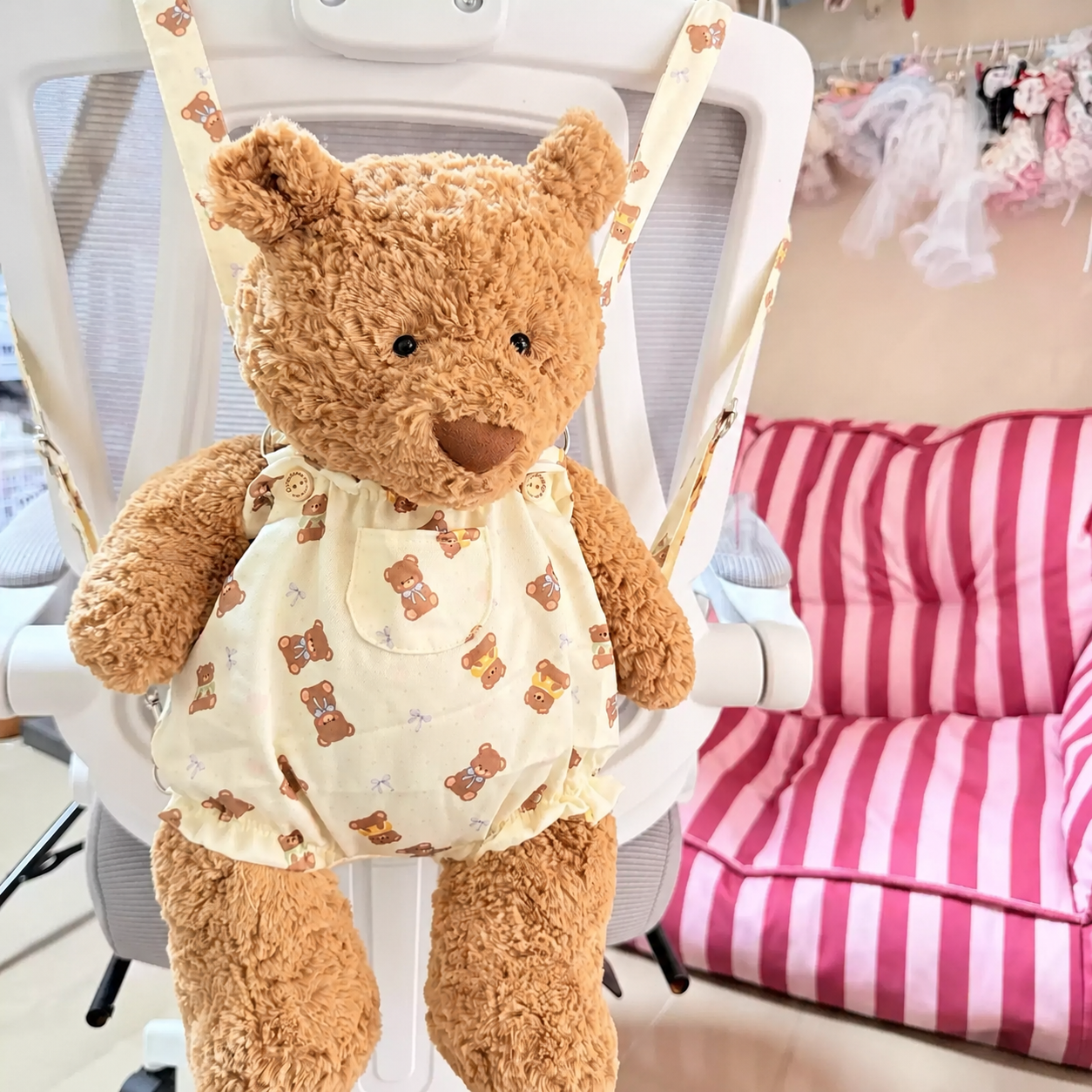 Large Bartholomew Bear & 16" Plush Clothes Outfit - Bear Suspenders Outfit Set