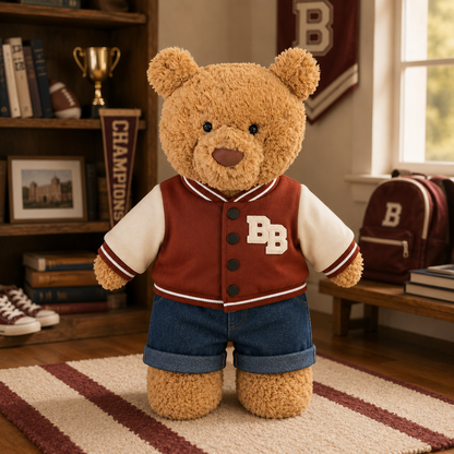 Large Bartholomew Bear & 16" Plush Clothes Outfit - Varsity Jacket Outfit Set