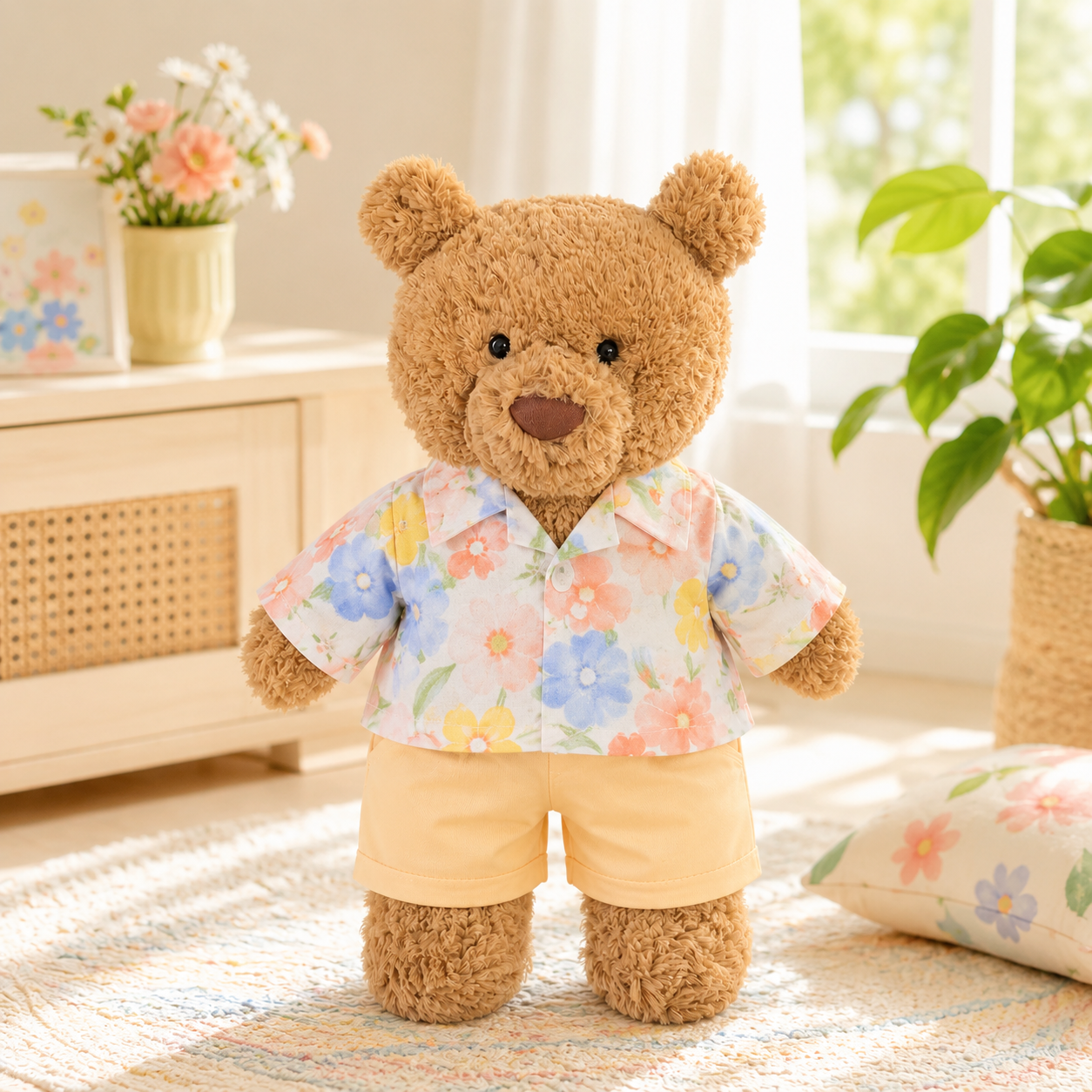 Large Bartholomew Bear & 16" Plush Clothes Outfit - Dreamy Floral Shirt Outfit Set