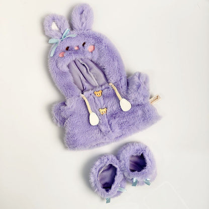 Medium Bartholomew bear clothes outfits - Pink/Purple/Blue Plush Bunny Hooded Jacket